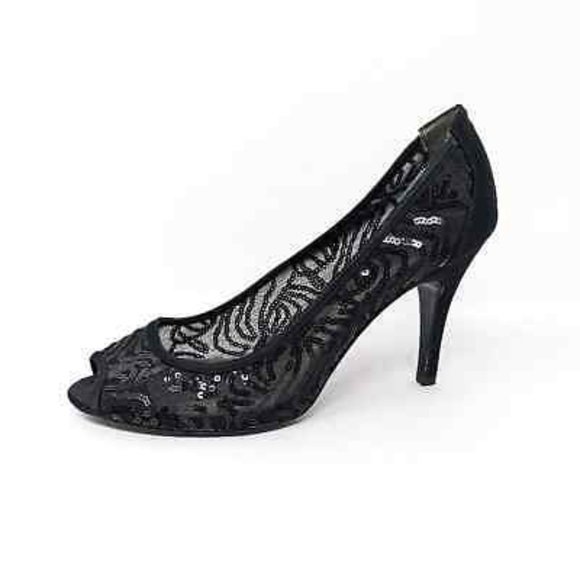 CC 26 Beaded Sequin Pump With Double C Pearl Heel Gold Mesh Leather 593159